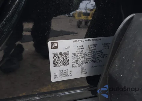 2024 Chevrolet Trax Fwd 1Rs из США, поврежденный, VIN KL77LGE2XRC207755